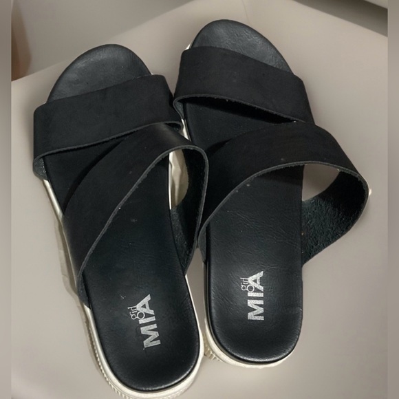 MIA Lexi Platform Slide Sandals Black Vegan Leather Women’s Size 7 - Picture 5 of 8